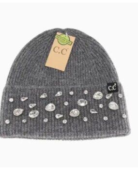 C.C bling beanie dark grey with rhinestones
